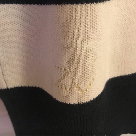 Zadig & Voltaire Black and White Striped Sweater with Yellow Love Graphic - Picture 5 of 8